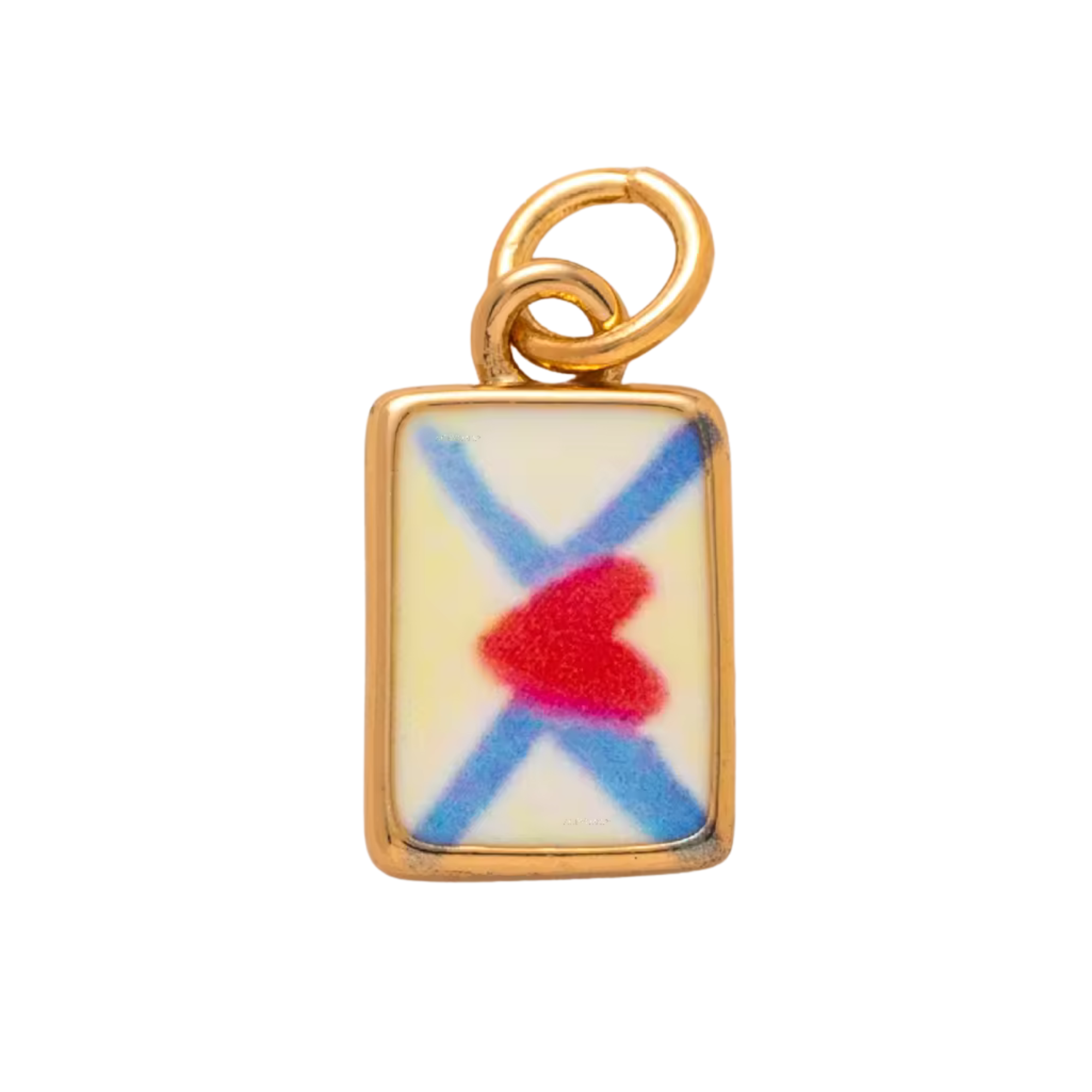 CHARM LETTERA CON CUORE SMALTATO IN ACCIAIO PLACCATO ORO