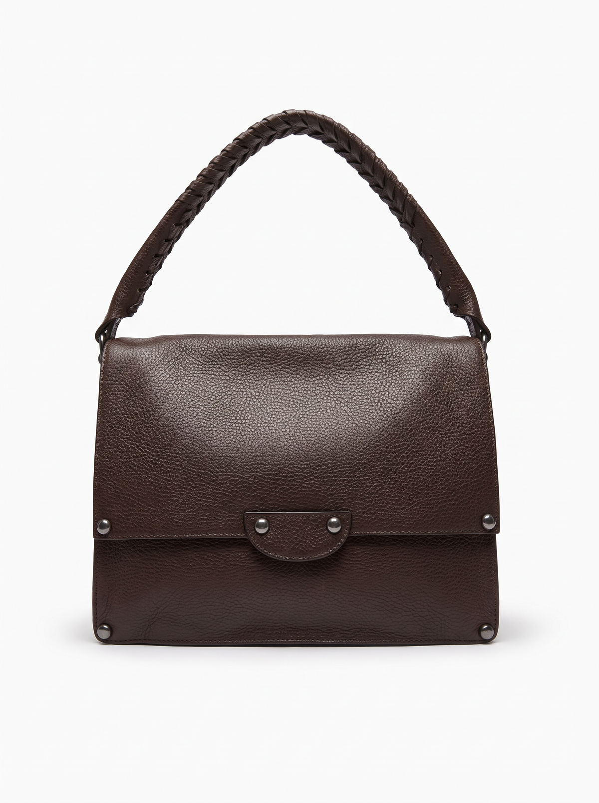 BORSA A MANO CON TRACOLLA BORCHIE TONDE E MANICO CUCITO A SPAGO