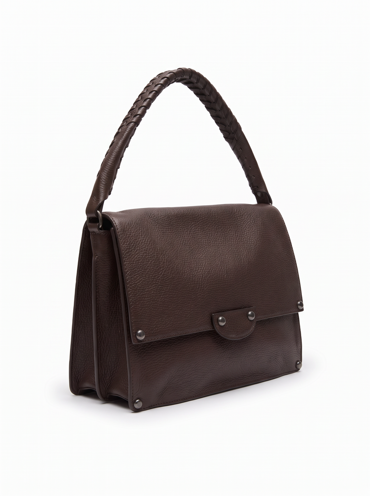 BORSA A MANO CON TRACOLLA BORCHIE TONDE E MANICO CUCITO A SPAGO