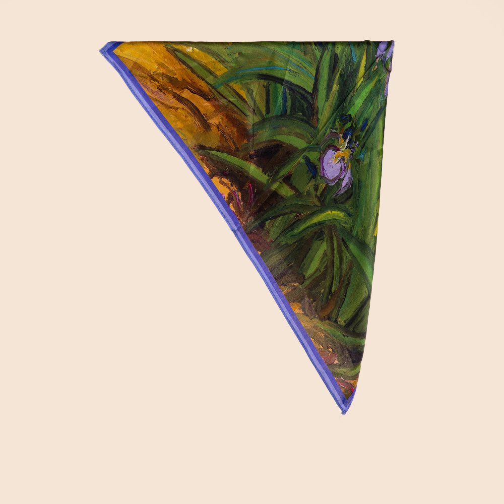 SCIARPA FOULARD DA COLLO IN SETA CON FIORI VIOLA