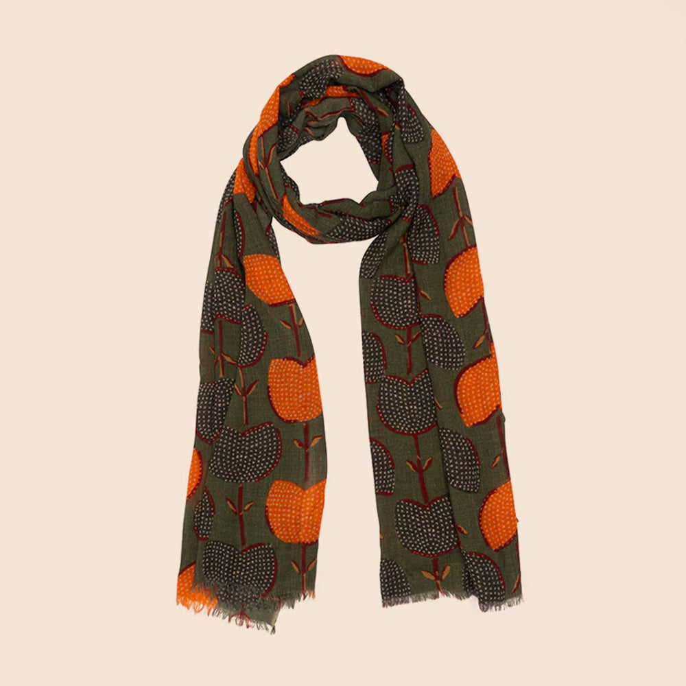 SCIARPA PESANTE IN LANA CON FIORI