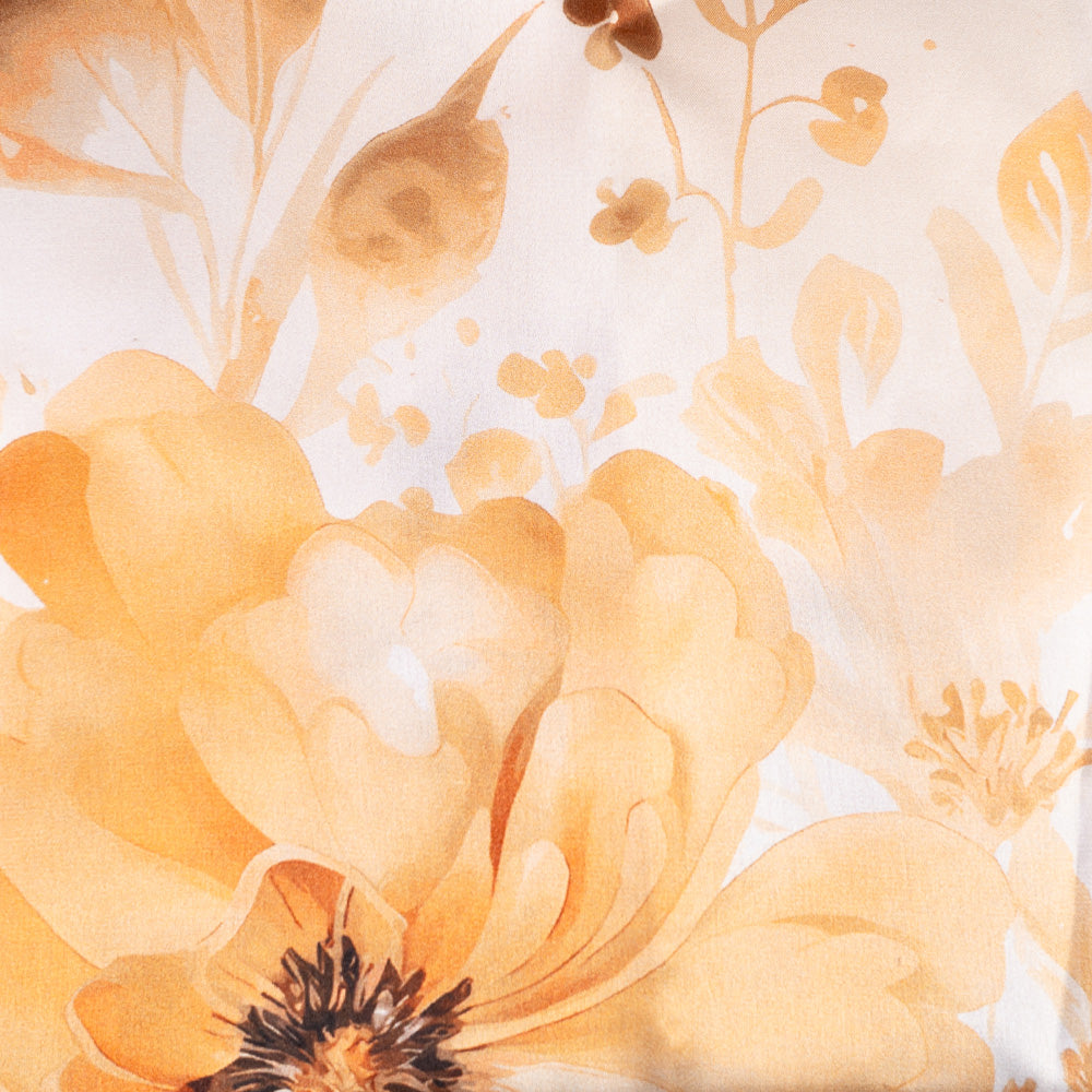 SCIARPA FOULARD DA COLLO IN SETA CON FIORI WATERCOLOR