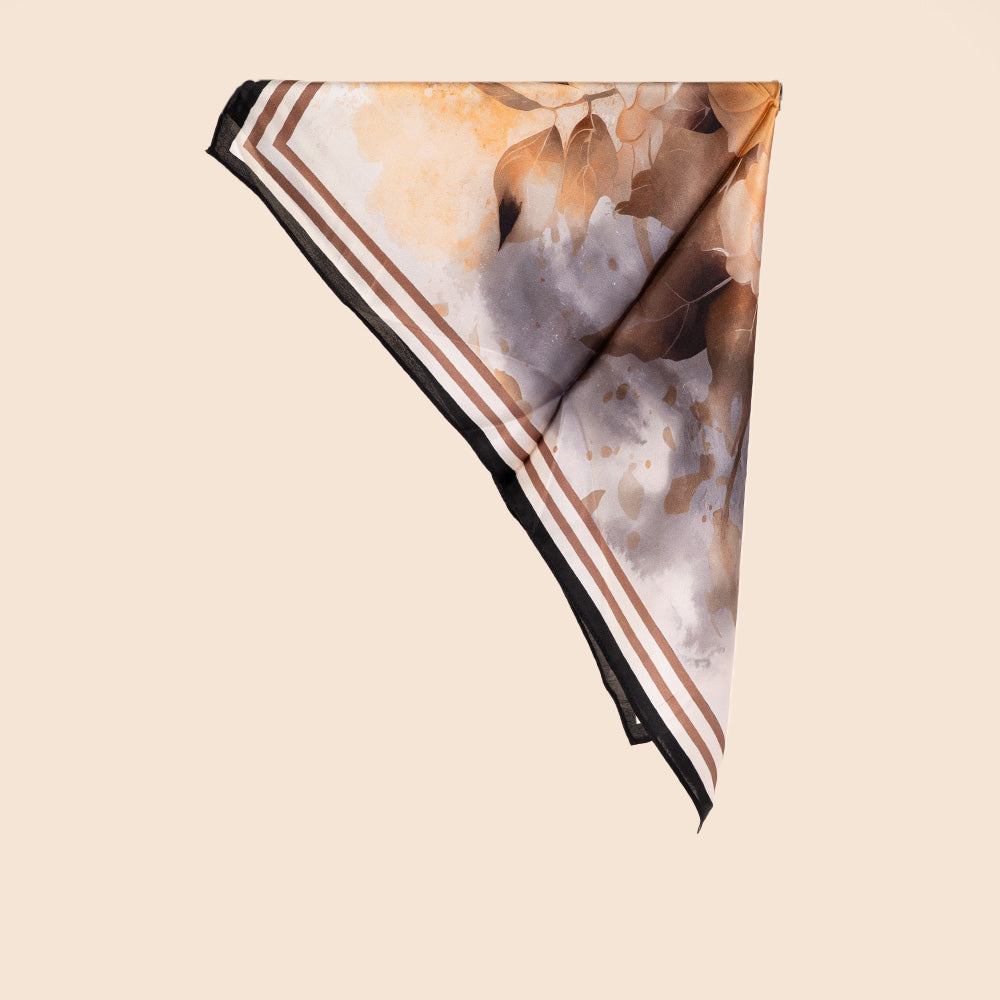 SCIARPA FOULARD DA COLLO IN SETA CON FIORI WATERCOLOR