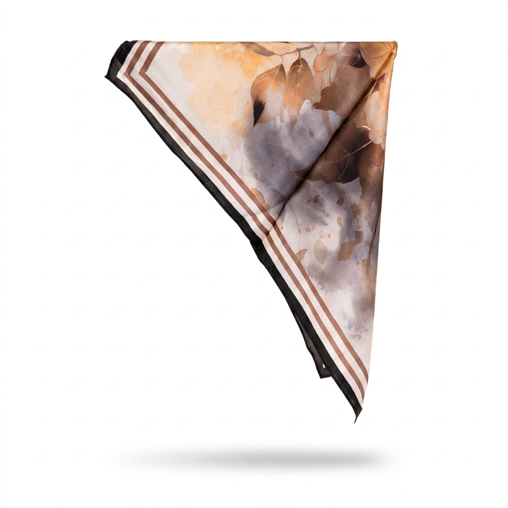 SCIARPA FOULARD DA COLLO IN SETA CON FIORI WATERCOLOR