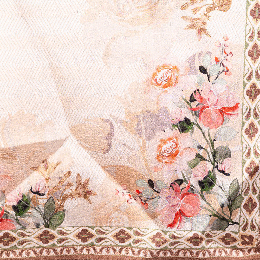 SCIARPA FOULARD DA COLLO IN SETA CON ROSE ROSA