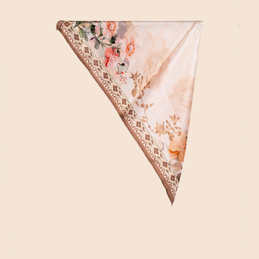 SCIARPA FOULARD DA COLLO IN SETA CON ROSE ROSA