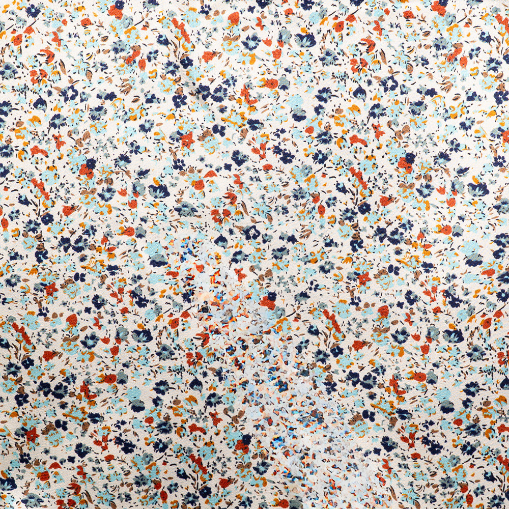 SCIARPA FOULARD DA COLLO CON MICROFANTASIA E FIORI
