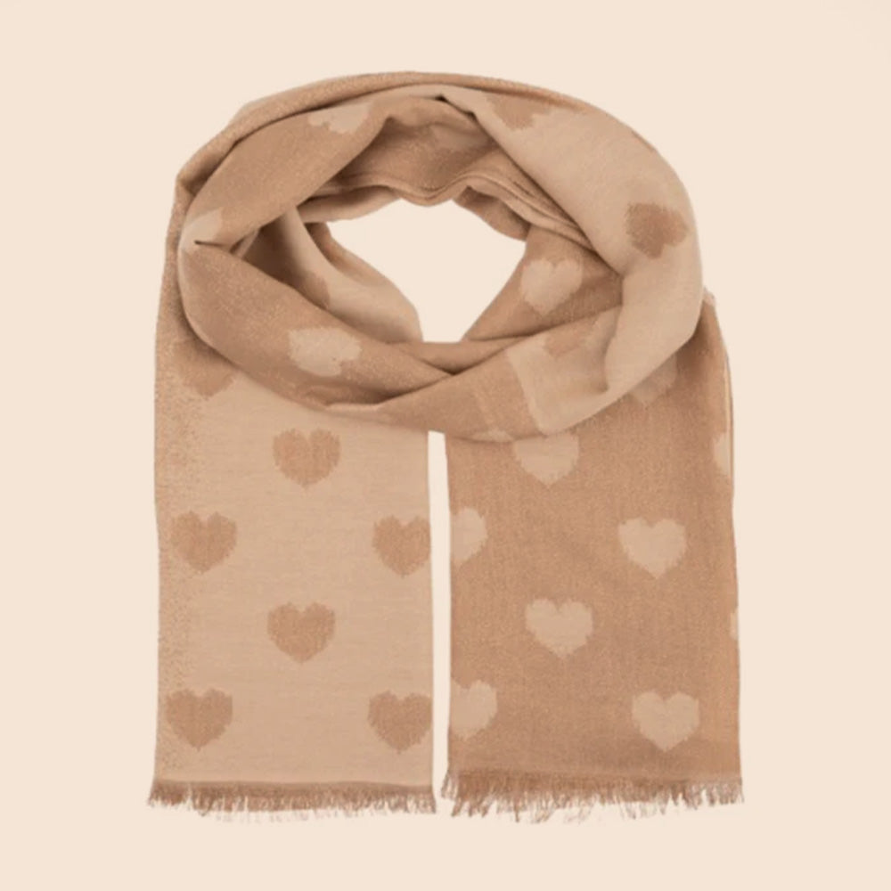 SCIARPA CON CUORI A COLORI INVERTITI CON FILO LAMINATO