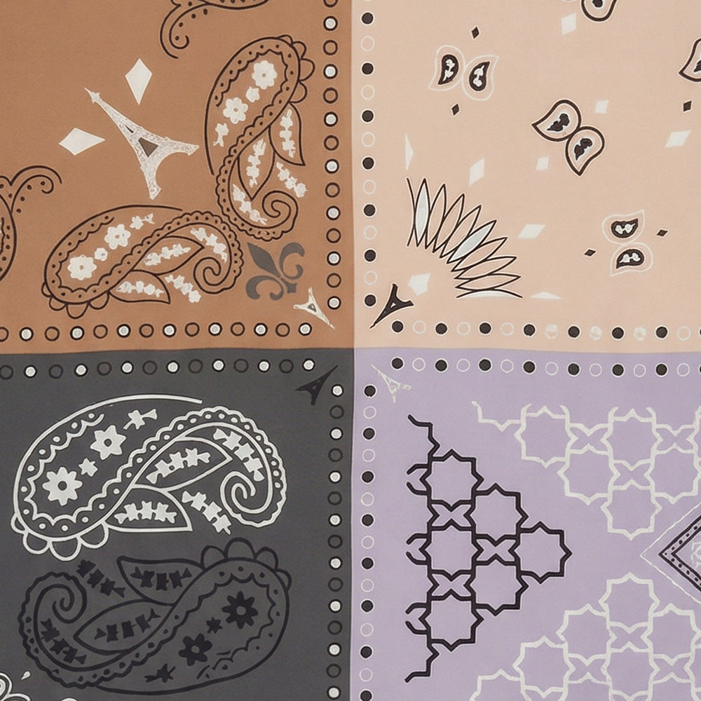SCIARPA FOULARD IN SETA GRANDE FANTASIA BANDANA A BLOCCHI