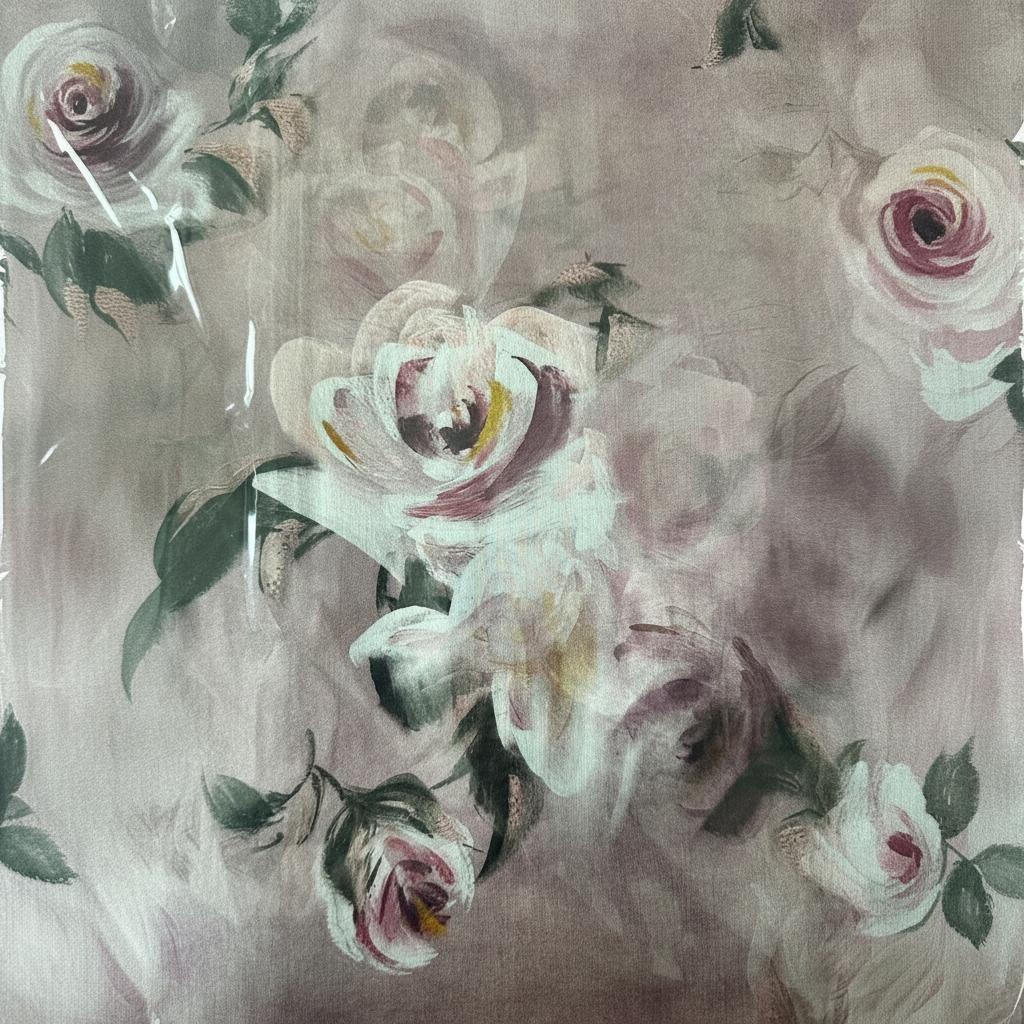 SCIARPA FOULARD IN SETA GRANDE CON ROSE SFUMATE