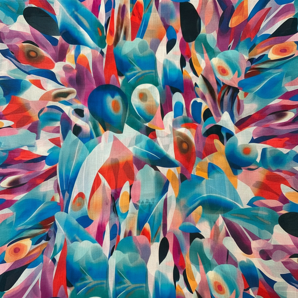 SCIARPA FOULARD IN SETA GRANDE A FANTASIA ASTRATTA