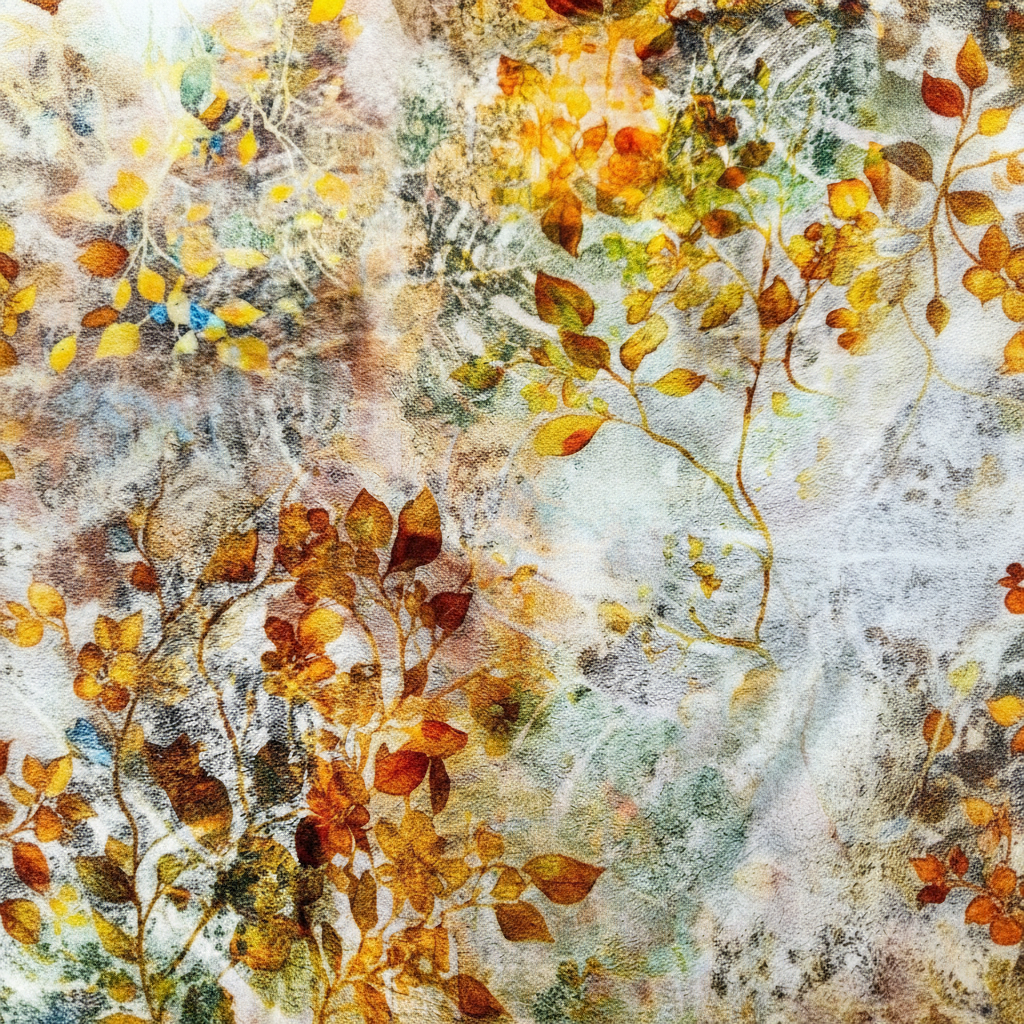 SCIARPA FOULARD IN SETA GRANDE CON FOGLIE SFUMATE