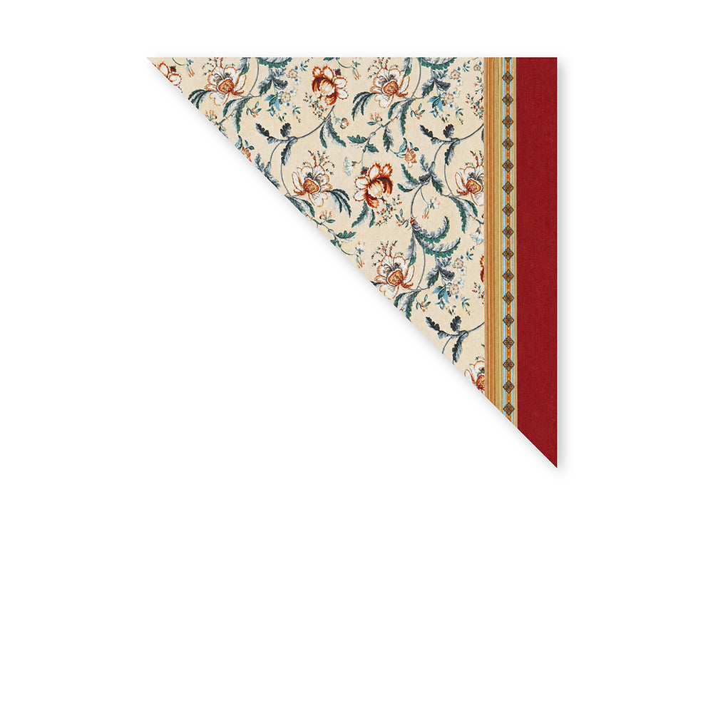 SCIARPA FOULARD DA COLLO CON FIORI E CORNICE MARRONE