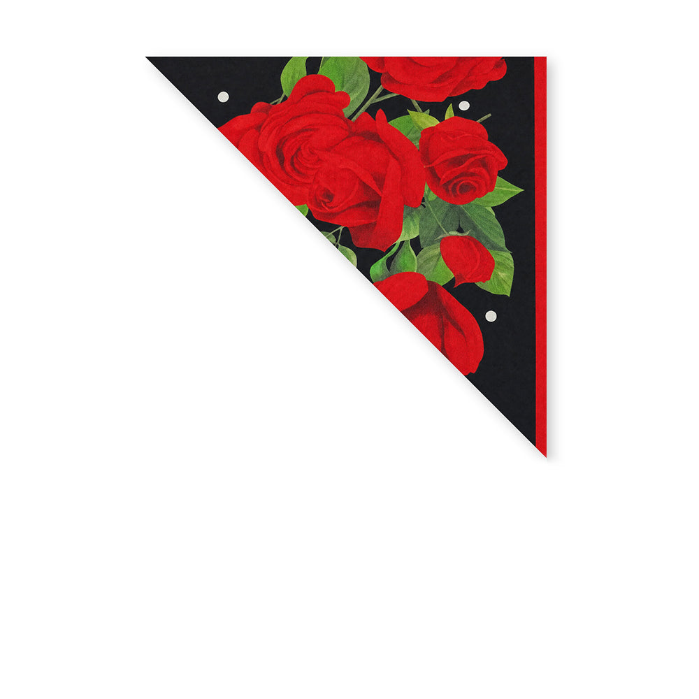 SCIARPA FOULARD DA COLLO CON ROSE ROSSE SU SFONDO NERO