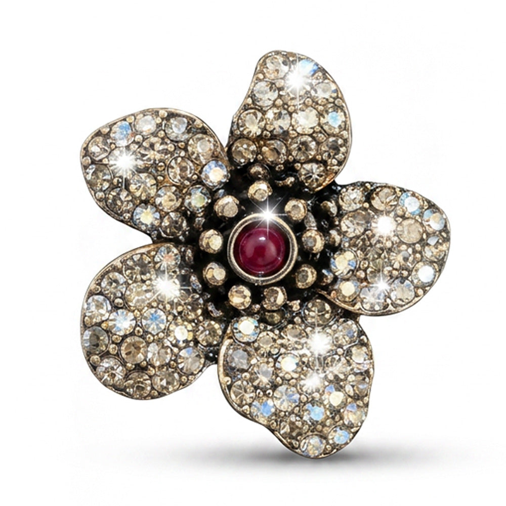 SPILLA A FORMA DI FIORE CON PETALI RICOPERTI DI STRASS