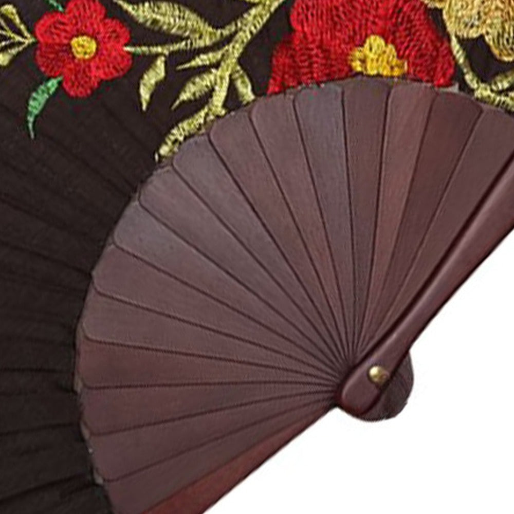 VENTAGLIO IN LEGNO E SETA DECORAZIONE FLOREALE