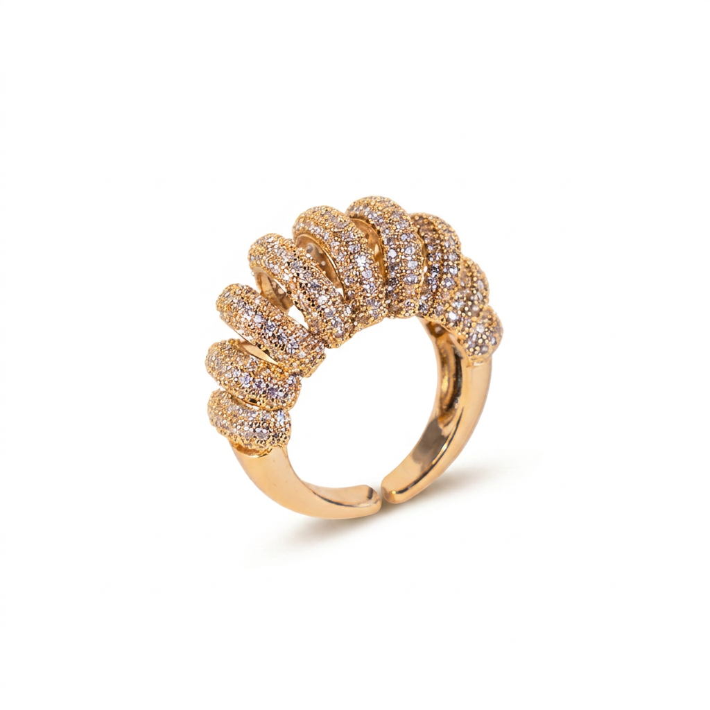 ANELLO CON BOMBATURE RICURVE CON STRASS