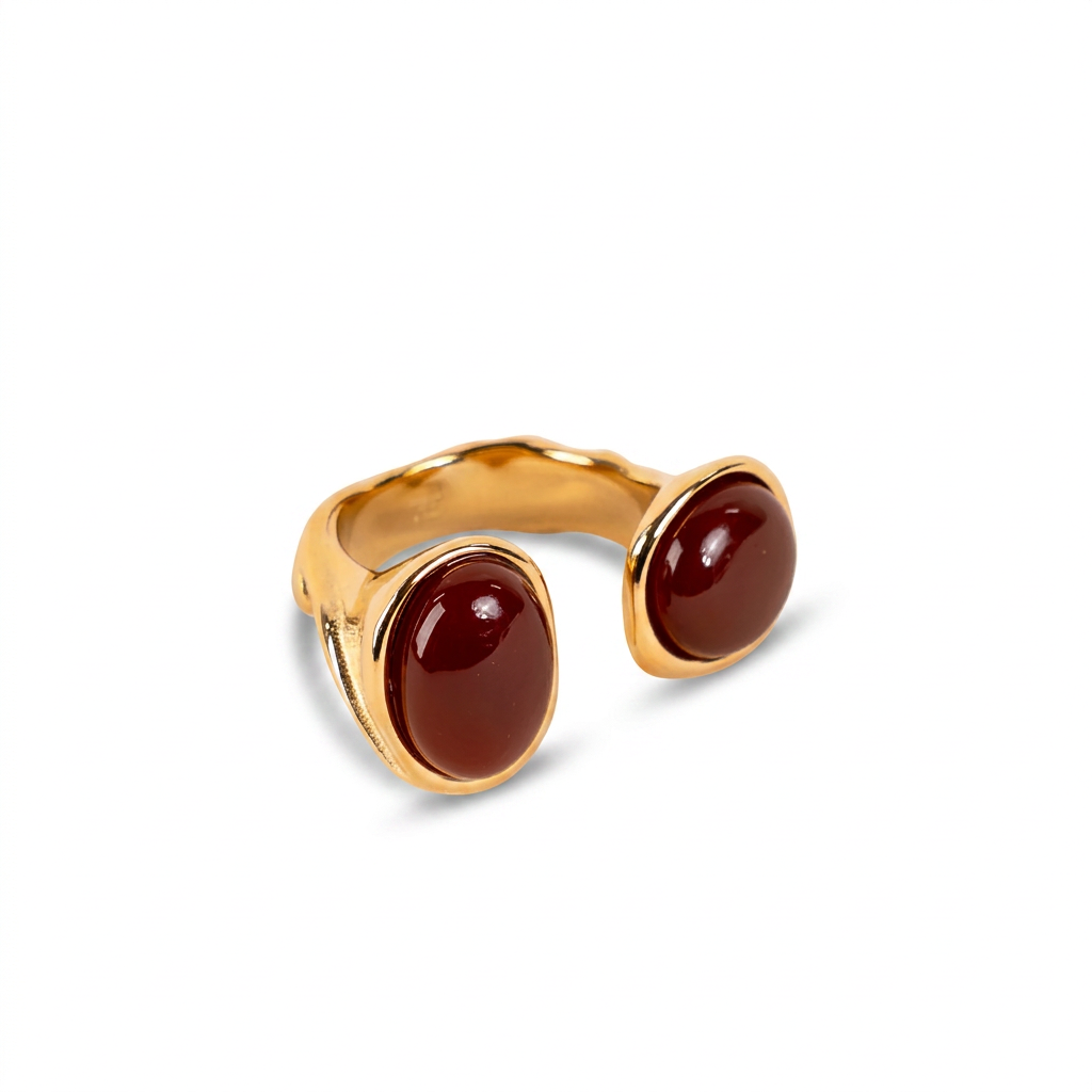 ANELLO APERTO CON DOPPIA PIETRA NATURALE