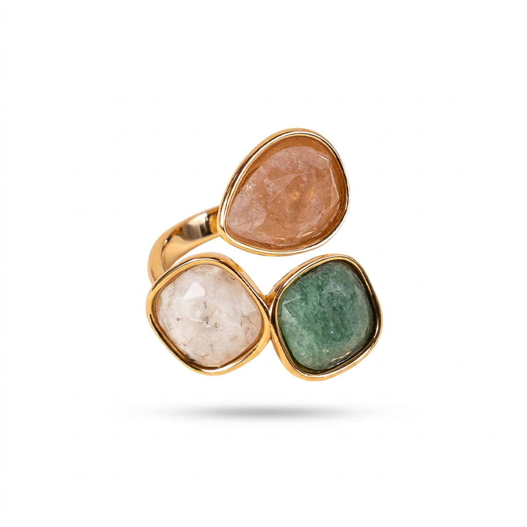 ANELLO CON TRE PIETRE COLORATE