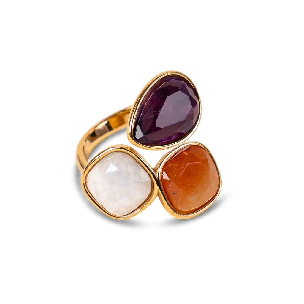 ANELLO CON TRE PIETRE COLORATE