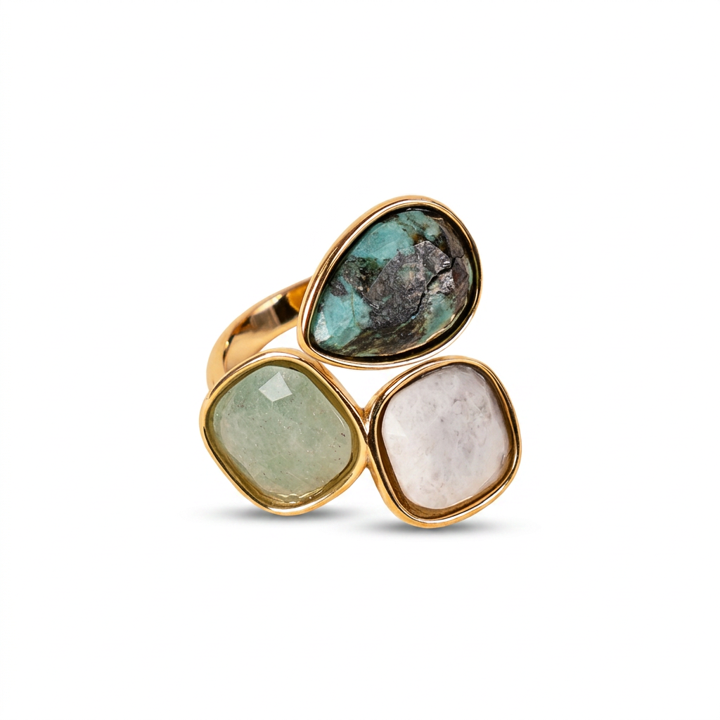 ANELLO CON TRE PIETRE COLORATE