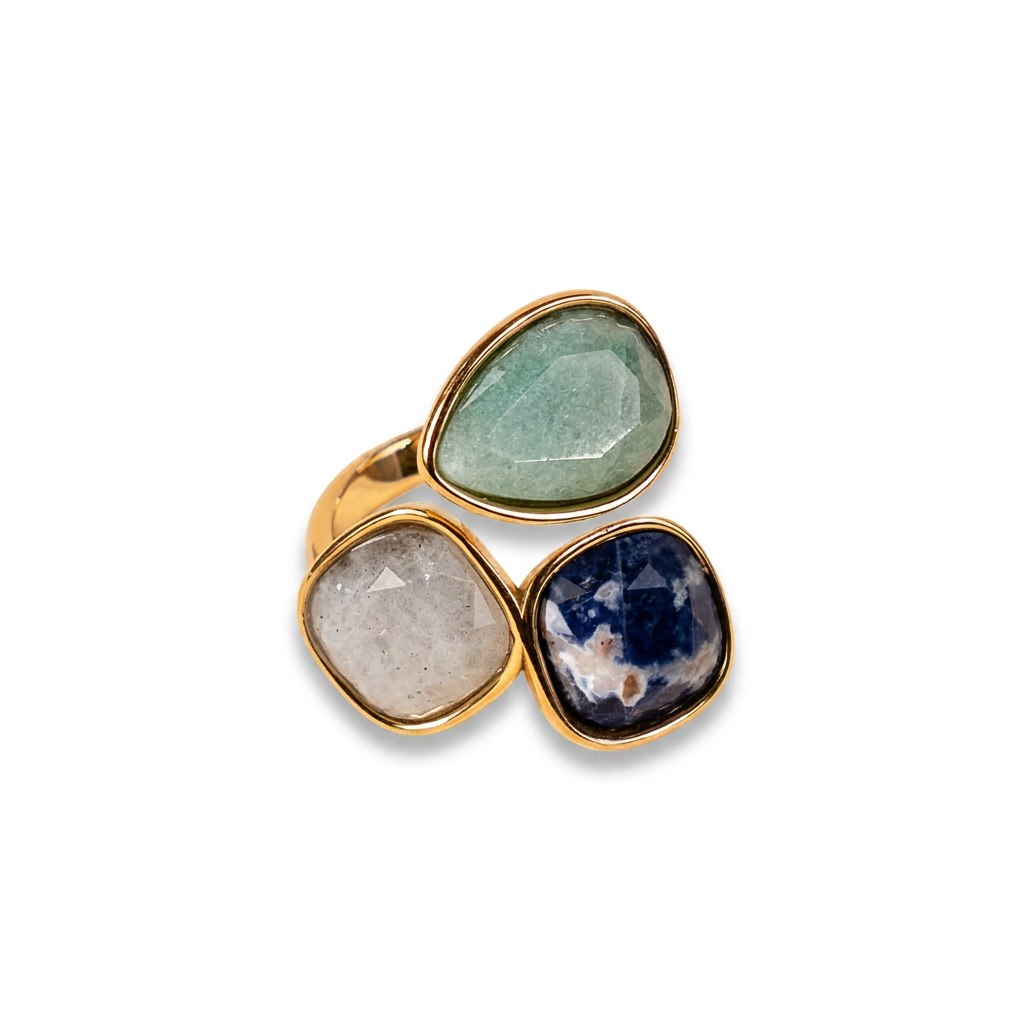 ANELLO CON TRE PIETRE COLORATE