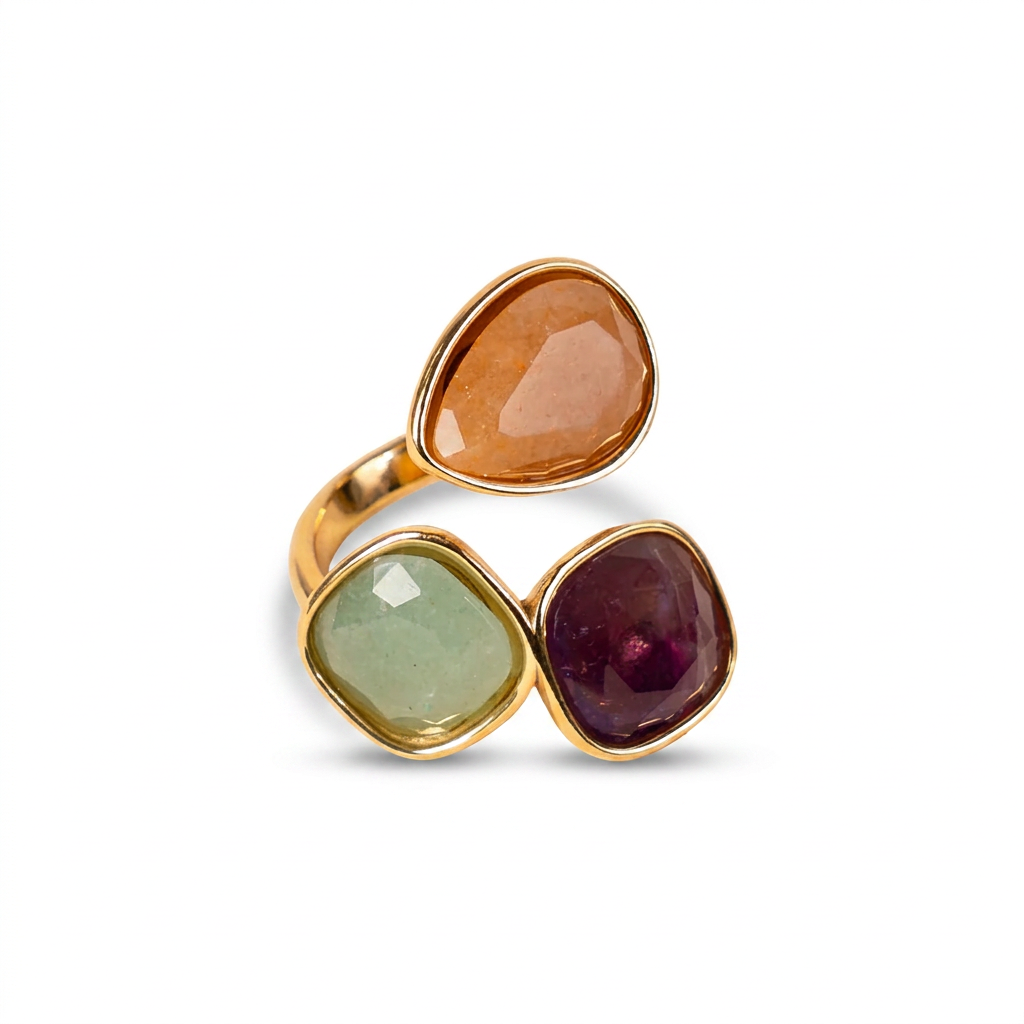 ANELLO CON TRE PIETRE COLORATE