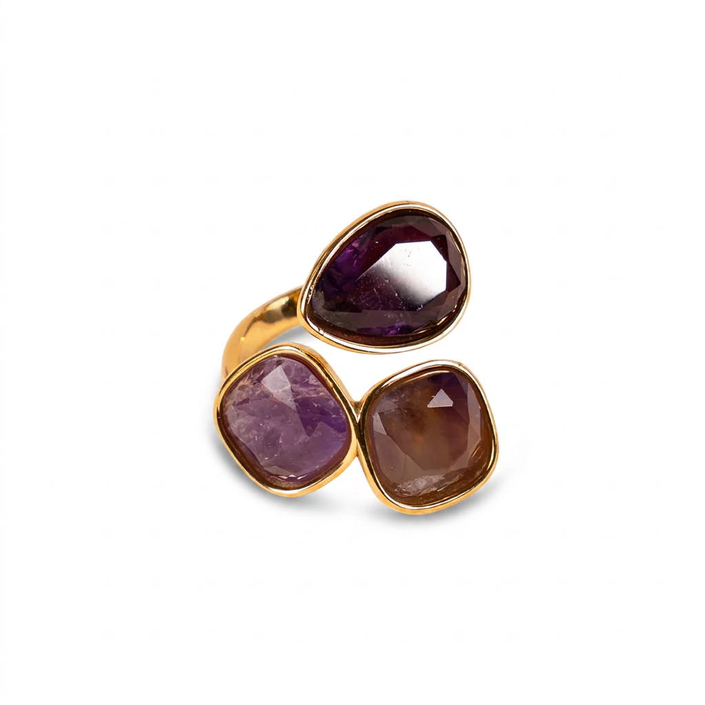 ANELLO CON TRE PIETRE COLORATE