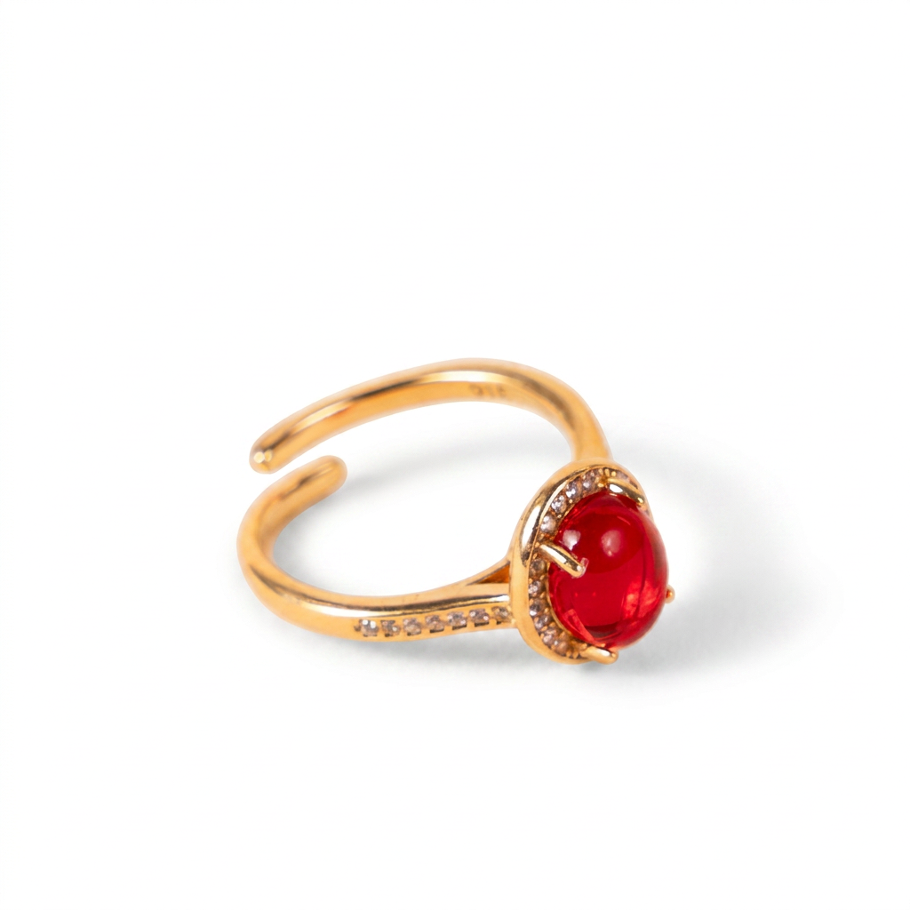ANELLO REGOLABILE CON PIETRA CENTRALE E STRASS