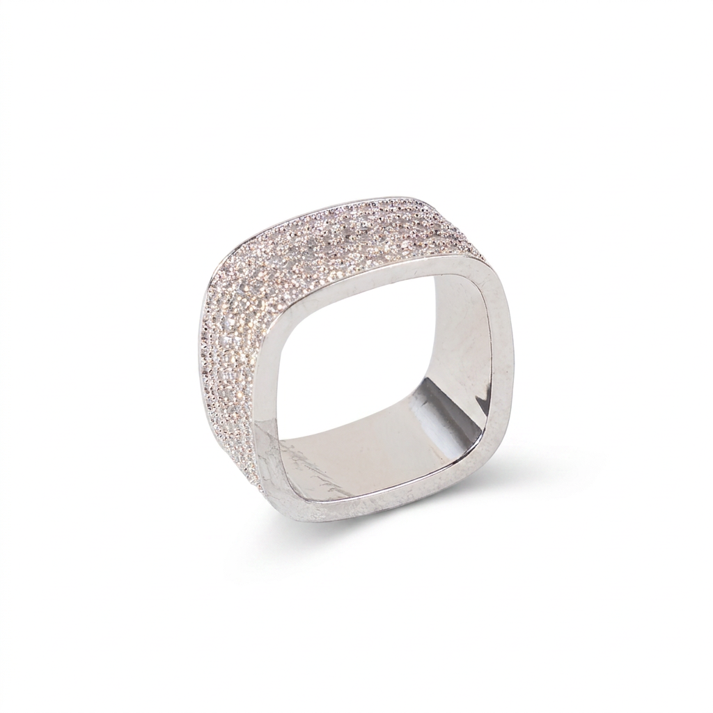 ANELLO A FASCIA QUADRATA CON STRASS