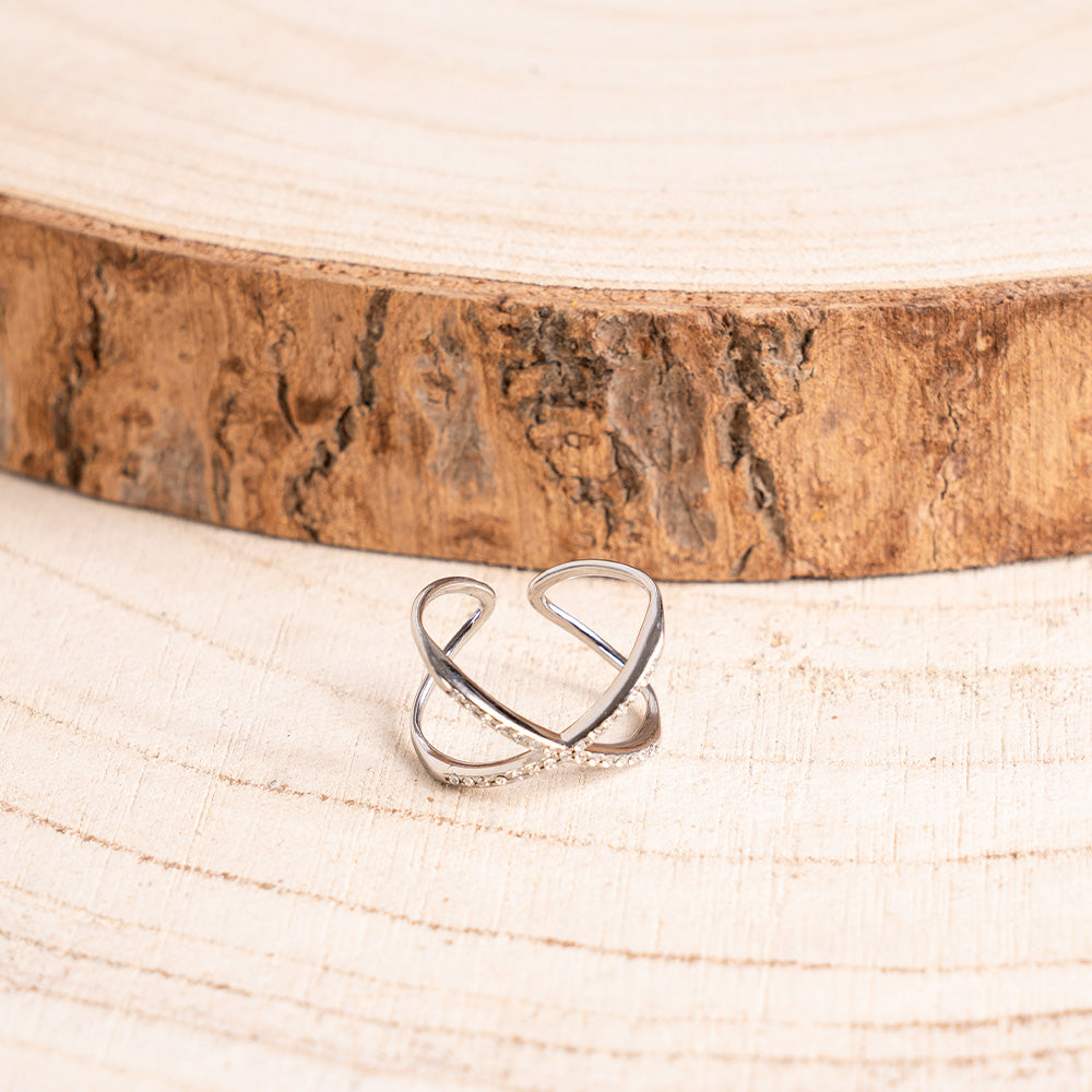 ANELLO REGOLABILE CON STRASS A X
