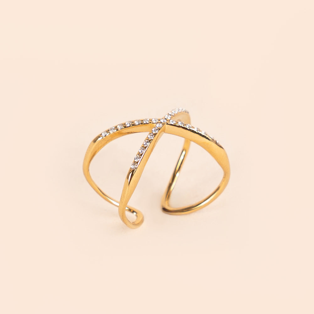 ANELLO REGOLABILE CON STRASS A X