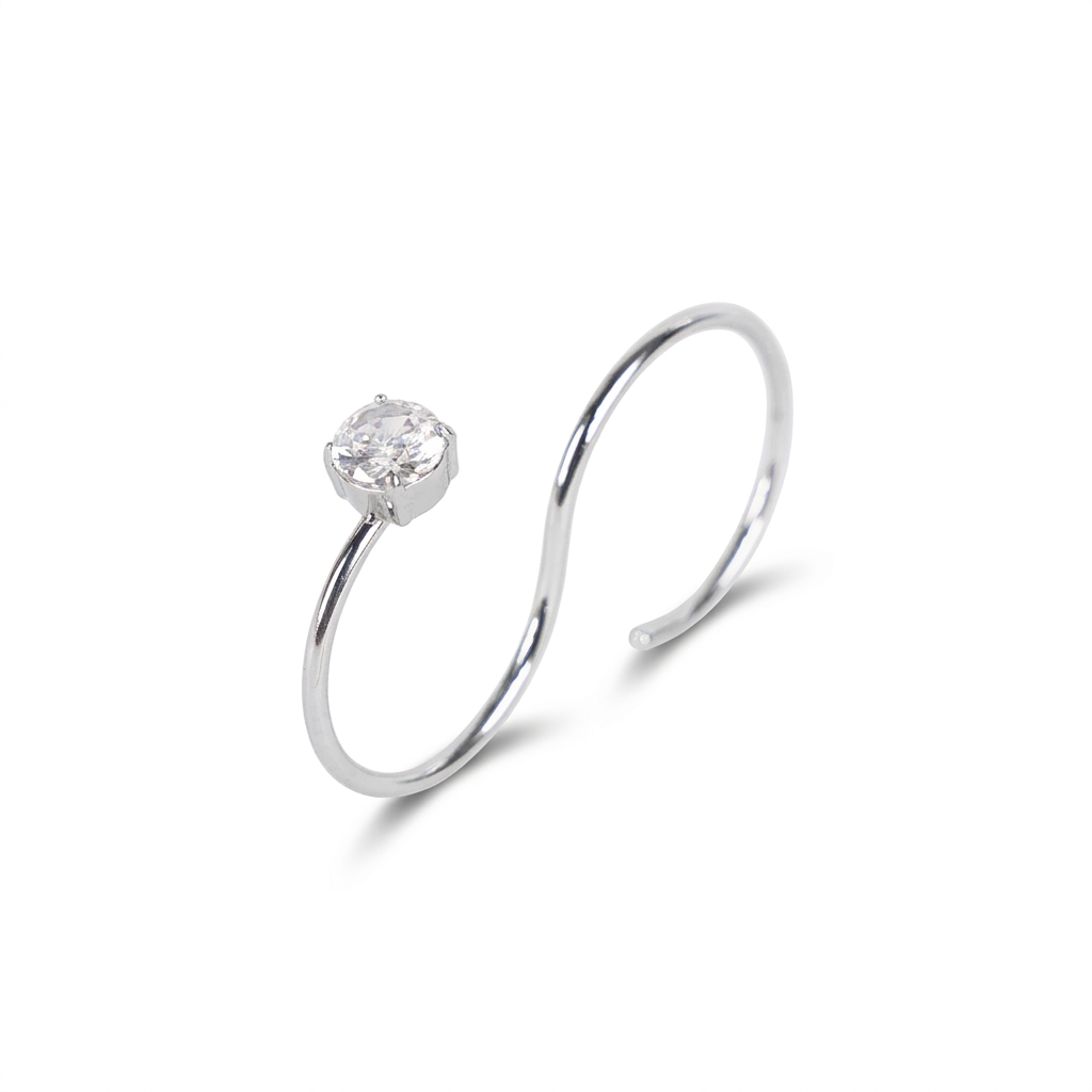 ANELLO DOPPIO RIGIDO CON STRASS SINGOLO GRANDE