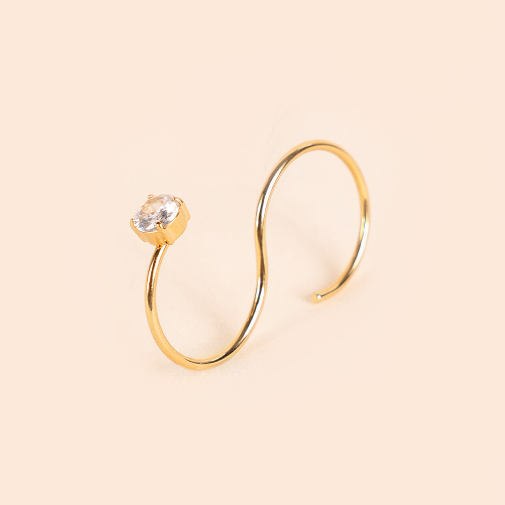 ANELLO DOPPIO RIGIDO CON STRASS SINGOLO GRANDE
