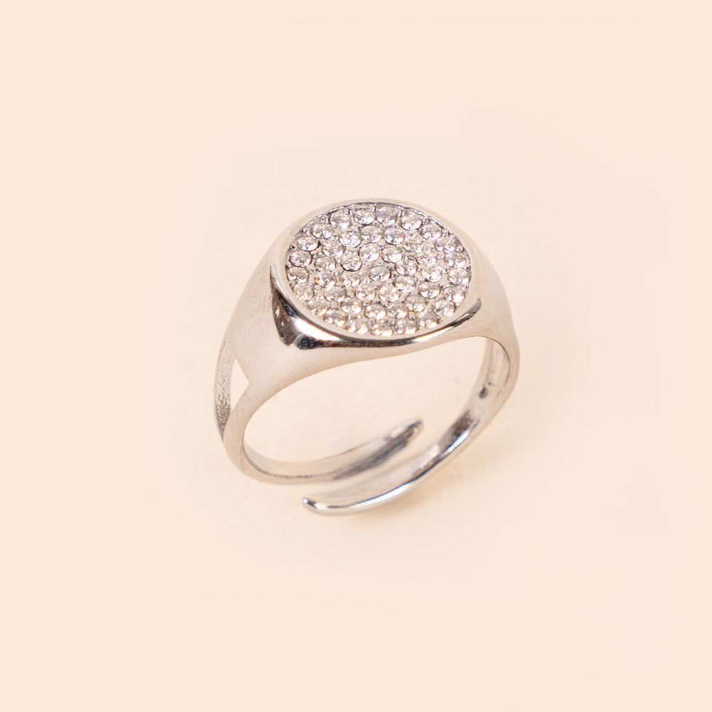 ANELLO REGOLABILE CON PARTICOLARE CIRCOLARE CON STRASS CENTRALE