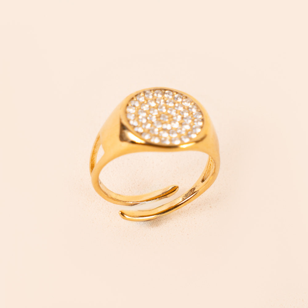 ANELLO REGOLABILE CON PARTICOLARE CIRCOLARE CON STRASS CENTRALE
