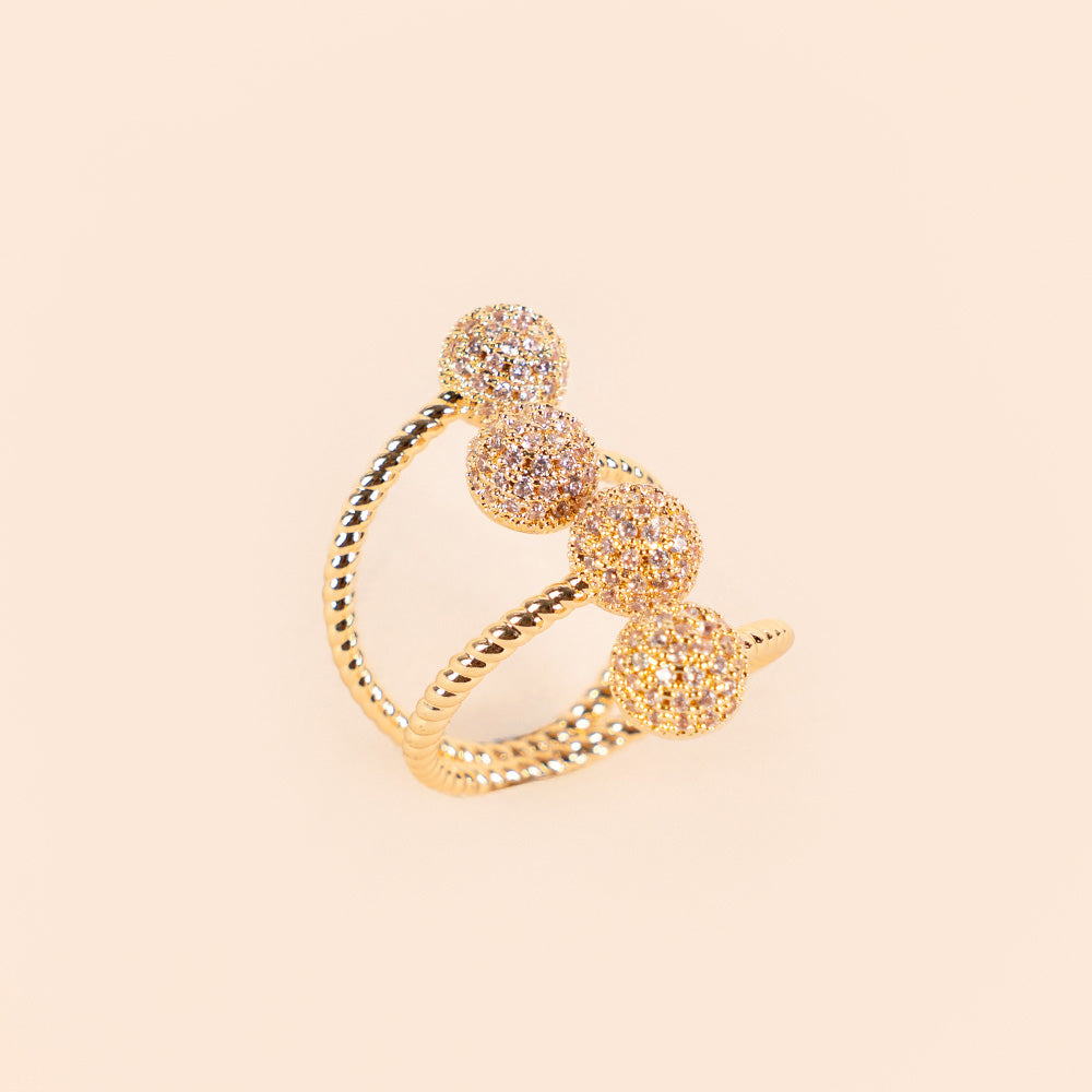 ANELLO REGOLABILE CON SFERE DI STRASS