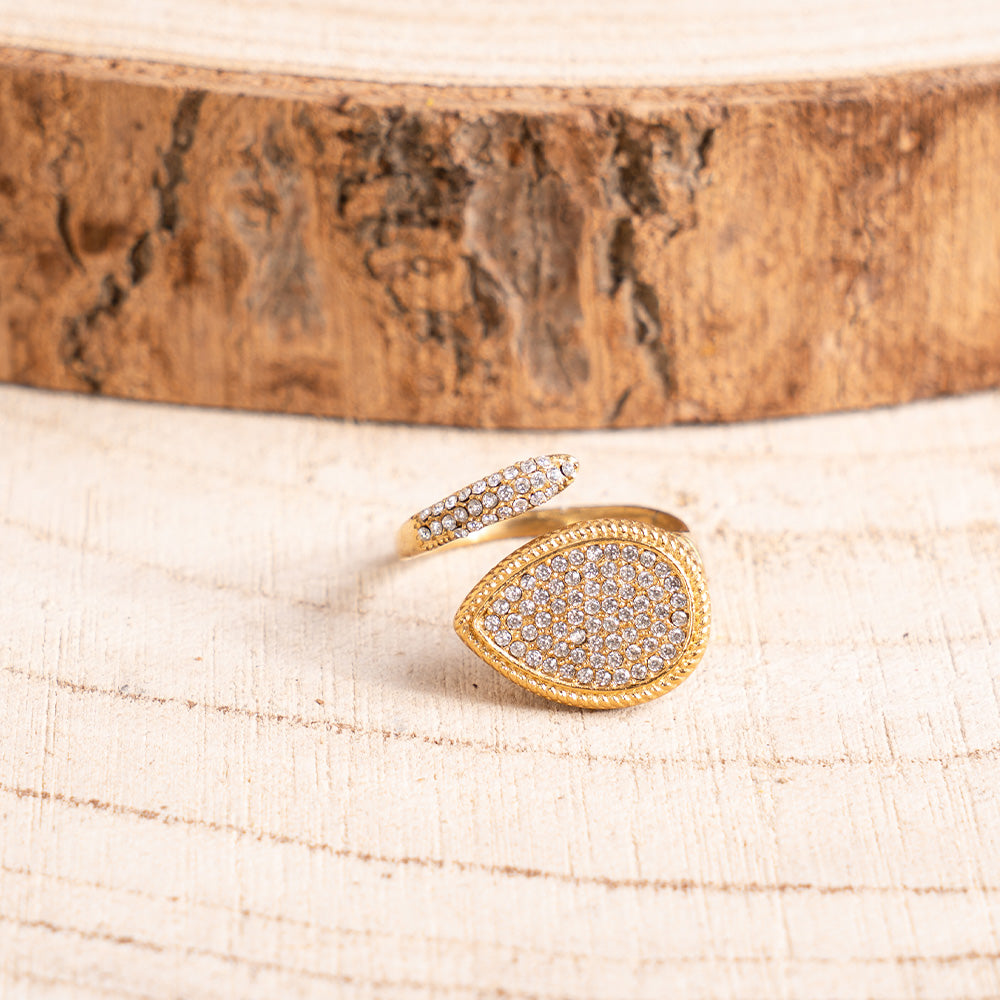 ANELLO REGOLABILE A SERPENTE STILIZZATO CON STRASS