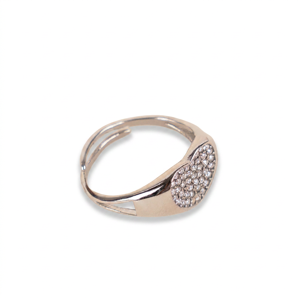 ANELLO REGOLABILE CON PARTICOLARE CENTRALE A CUORE CON STRASS