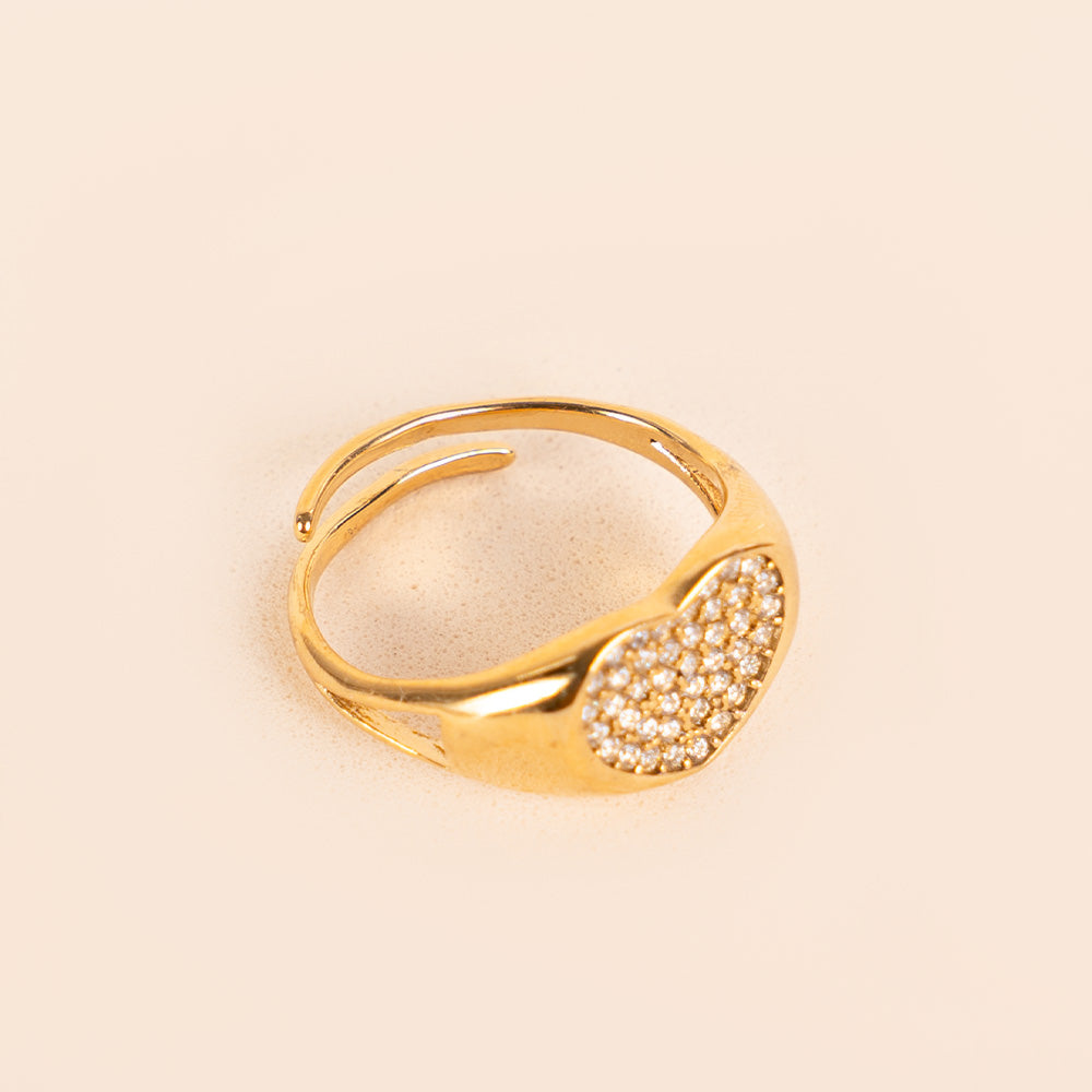 ANELLO REGOLABILE CON PARTICOLARE CENTRALE A CUORE CON STRASS