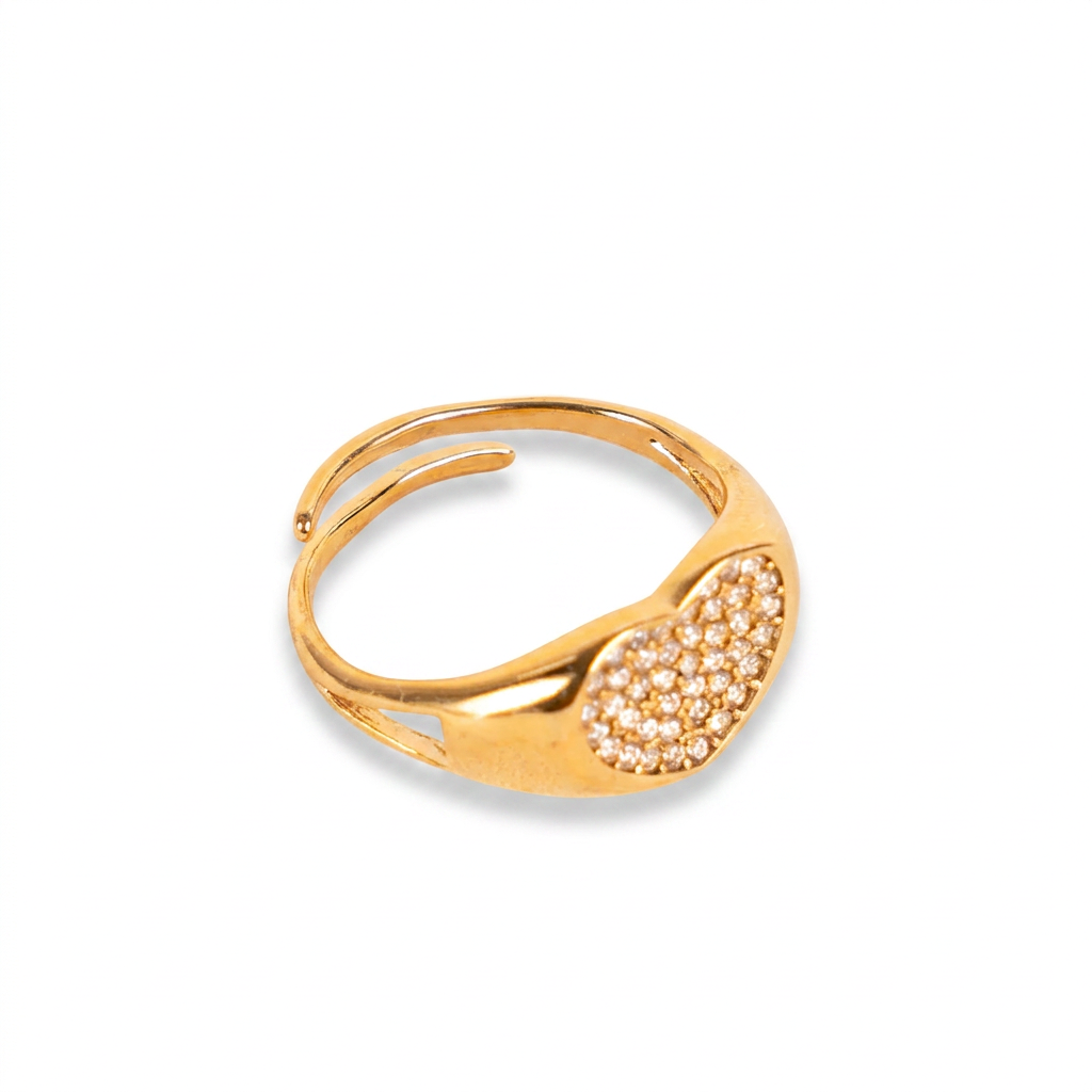 ANELLO REGOLABILE CON PARTICOLARE CENTRALE A CUORE CON STRASS