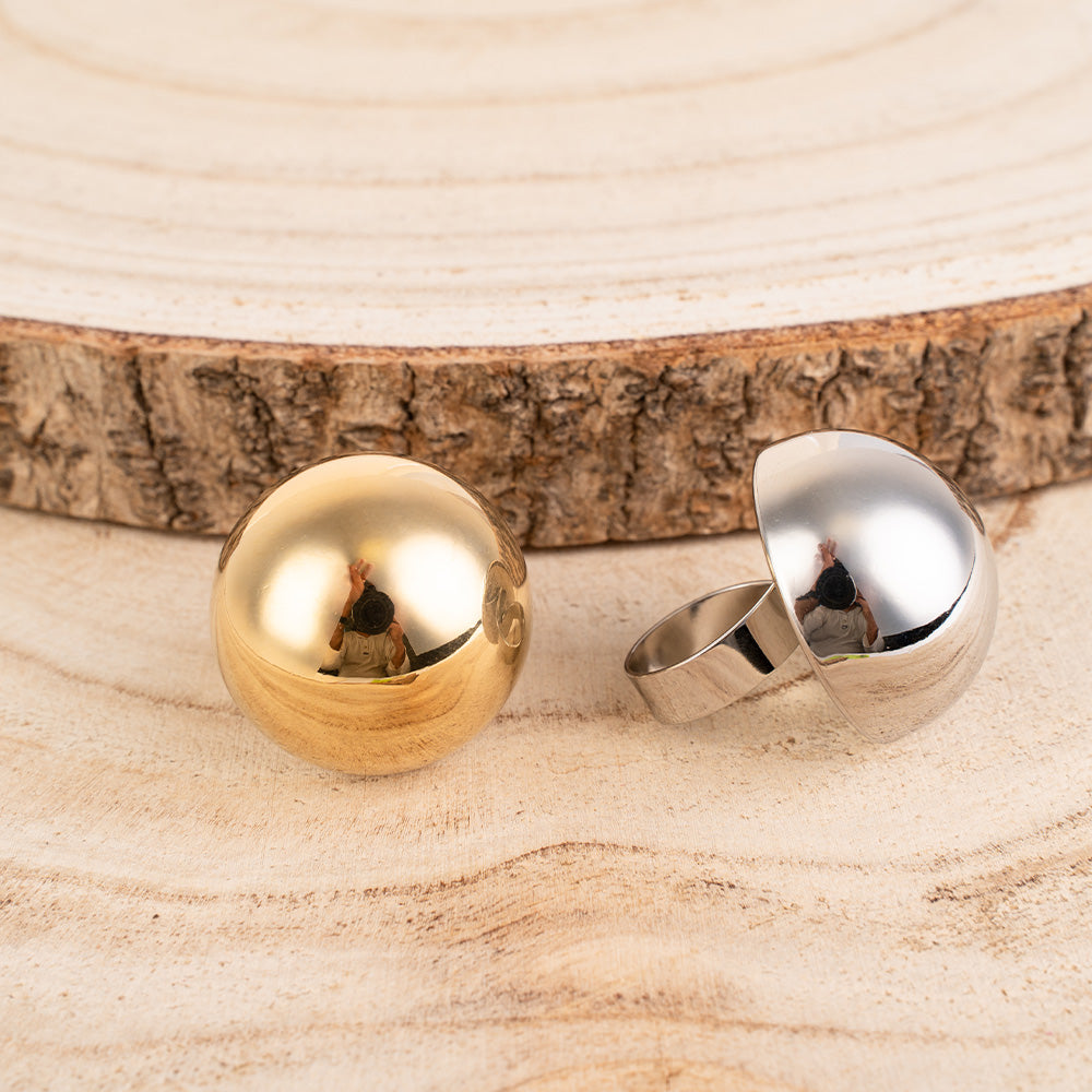 ANELLO REGOLABILE CON MEZZA SFERA LUCIDA
