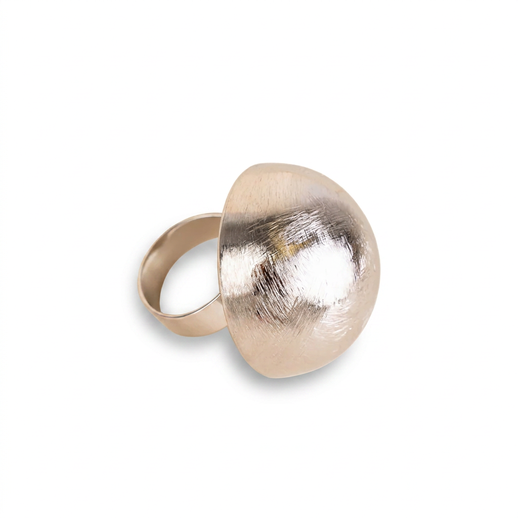 ANELLO REGOLABILE CON MEZZA SFERA RIGATA