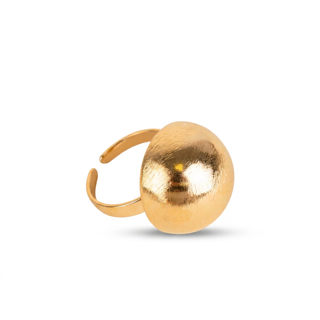 ANELLO REGOLABILE CON MEZZA SFERA RIGATA