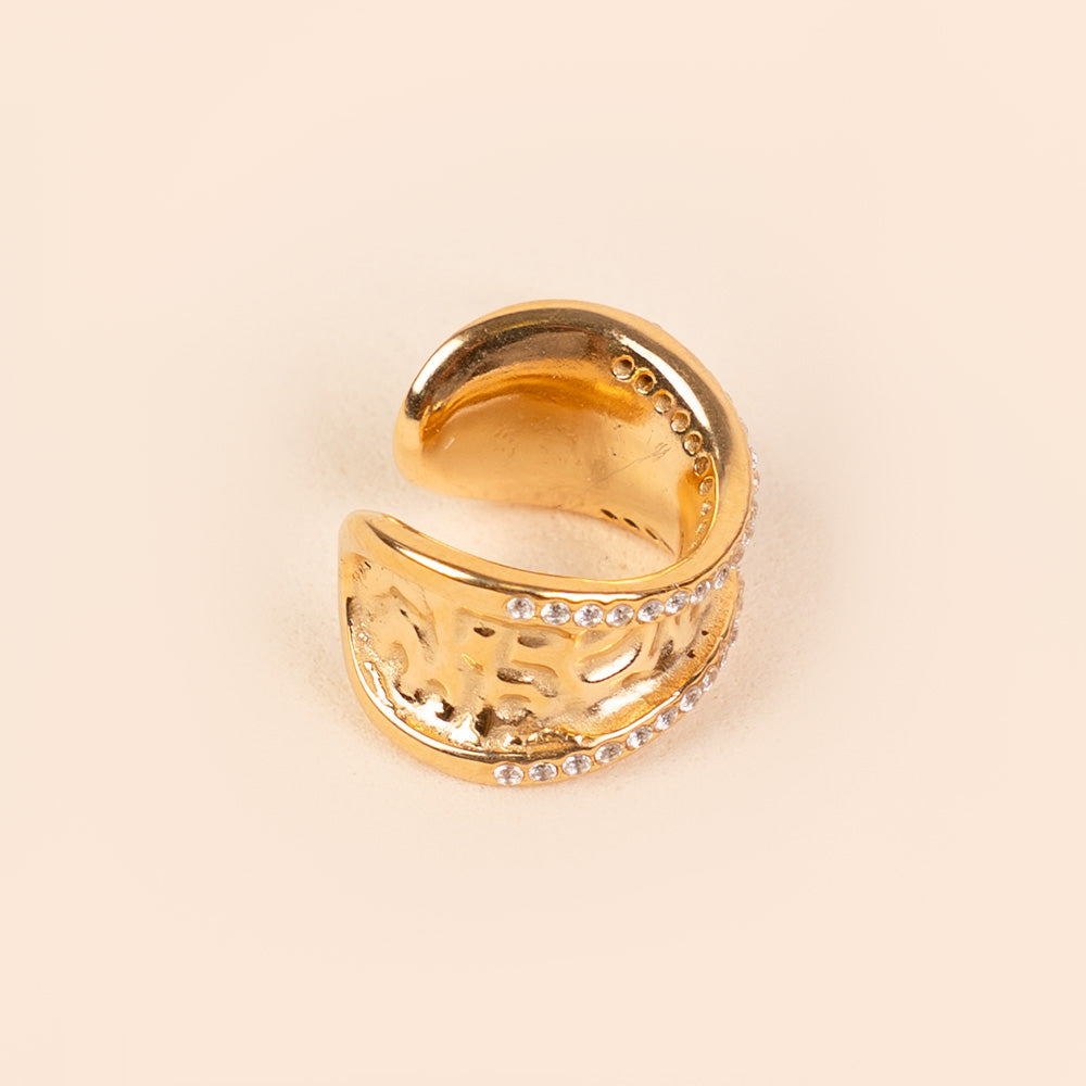 EARCUFF ONDULATO MARTELLATO CON STRASS