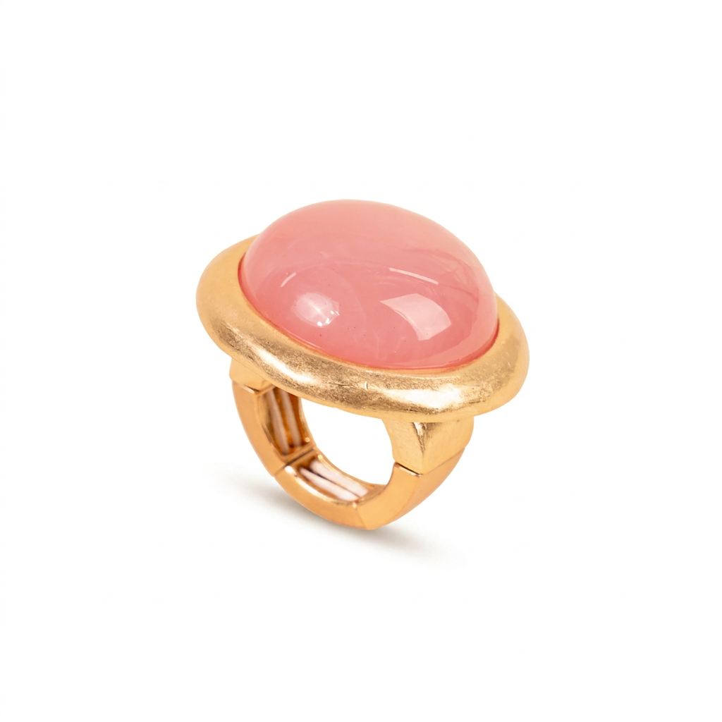 SATIN ELASTIC RING WITH COLOURED HALF SPHERE