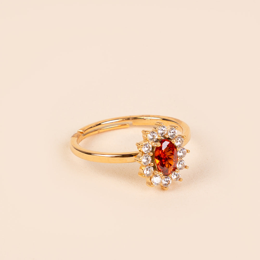 ADJUSTABLE RING WITH RHINESTONE-SURROUNDED LIGHT POINT
