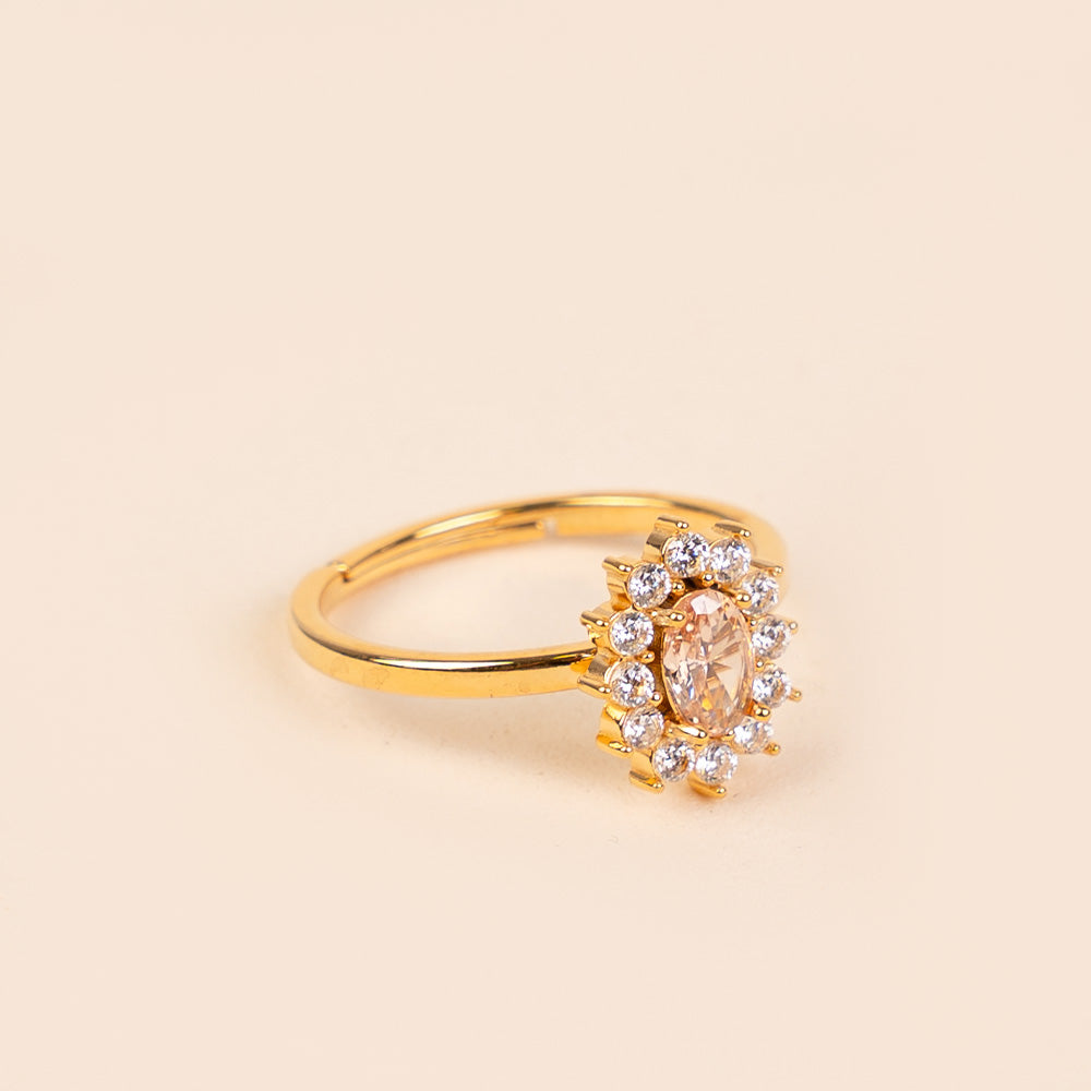 ADJUSTABLE RING WITH RHINESTONE-SURROUNDED LIGHT POINT