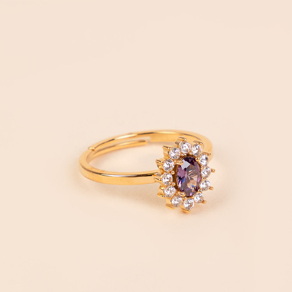 ADJUSTABLE RING WITH RHINESTONE-SURROUNDED LIGHT POINT
