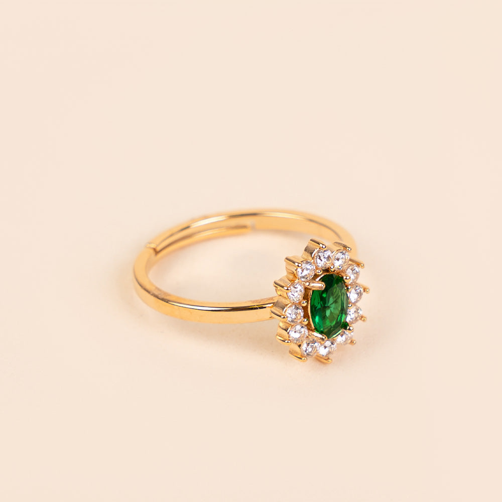 ADJUSTABLE RING WITH RHINESTONE-SURROUNDED LIGHT POINT